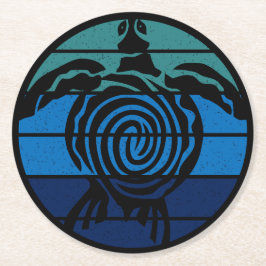 Tag der Erde, Meeresschildkröte, Reinigen des Ozea Runder Pappuntersetzer