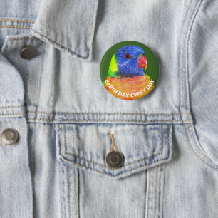Tag der Erde Rainbow Lorikeet Parrot Button
