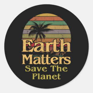 Tag der Erde Rette den Planeten Vintage Retro-Gesc Runder Aufkleber