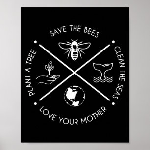 Tag der Erde Rette die Bienen Pflanze mehr Bäume S Poster
