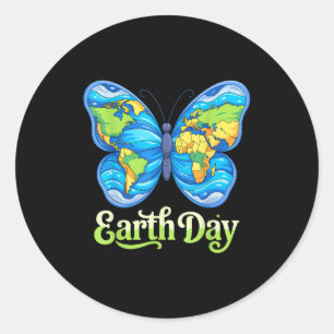 Tag der Erde Schmetterling Planet Erde Naturschutz Runder Aufkleber