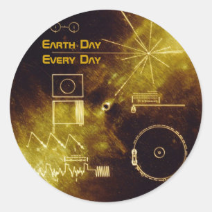 Tag der Erde - Voyager - Sounds of Earth Goldene S Runder Aufkleber