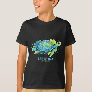 Tag der Erde Wasserfarbe Meeresschildkröte Globus T-Shirt