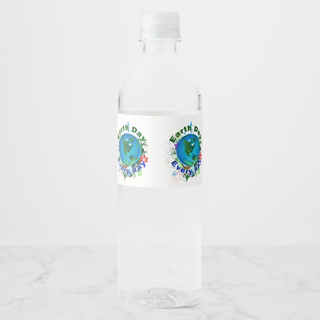 Tag der Erde Wasserflaschenetikett (Vorderseite)