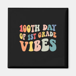 Tag der ersten Klasse Vibes Retro Lehrer Happy 100 Magnet