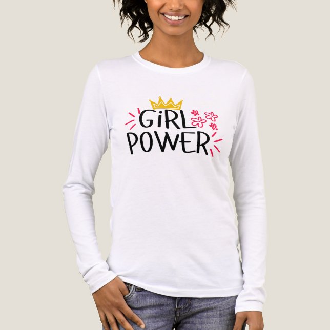Tag der Frauen mit Mädchenpower Tri-Blend Shirt (Vorderseite)