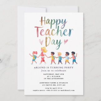 Tag der glücklichen Lehrerin Geburtstag Einladung