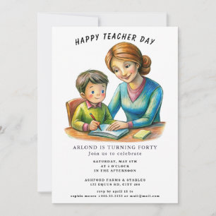 Tag der glücklichen Lehrerin Geburtstag Einladung