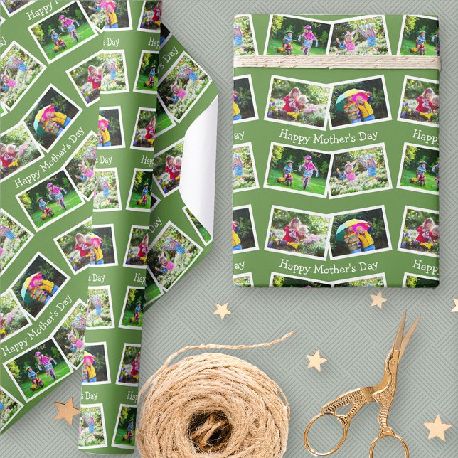 Tag der glücklichen Mütter - 4 Foto Collage Zigzag Geschenkpapier (Von Creator hochgeladen)