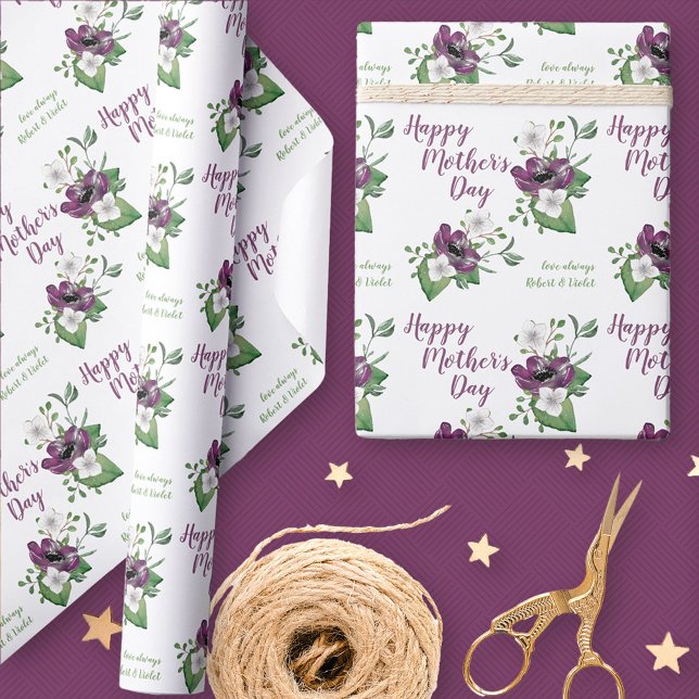 Tag der glücklichen Mütter - Personalisierte Wasse Geschenkpapier (Mothers Day floral gift wrapping paper)