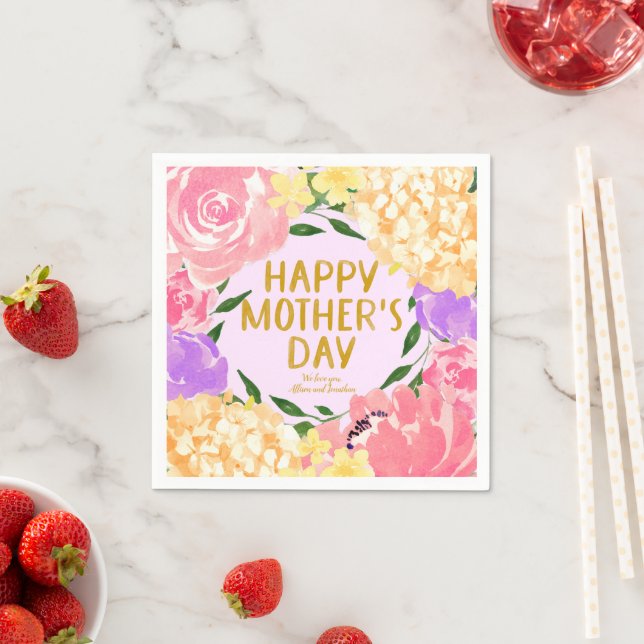 Tag der hellen farbenfrohen floralen glücklichen M Serviette (Beispiel)