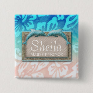 Tag der Hochzeit Button Dolphin Luau Party