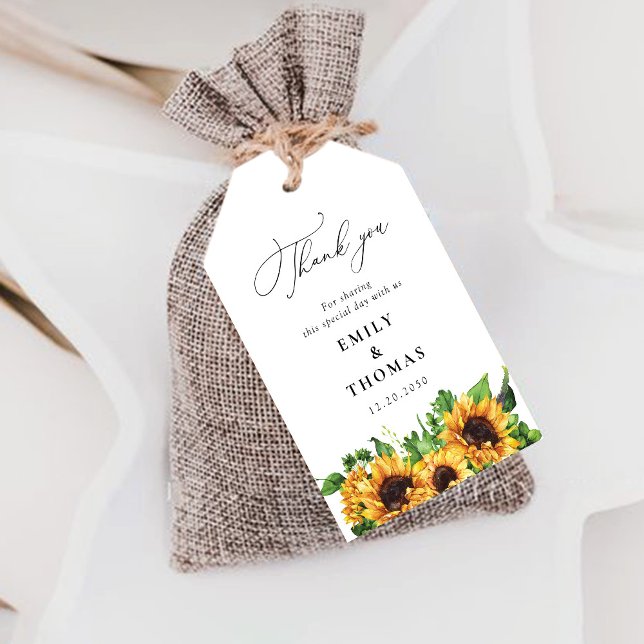 Tag der Hochzeit von Sonnenblumen Geschenkanhänger (Von Creator hochgeladen)
