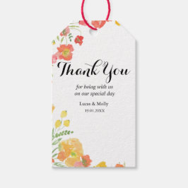 Tag der Hochzeitsfeier in Rosa und Orange Geschenkanhänger