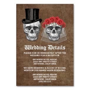 Tag der Hochzeitskarten des Toten Schädels Tischnummer