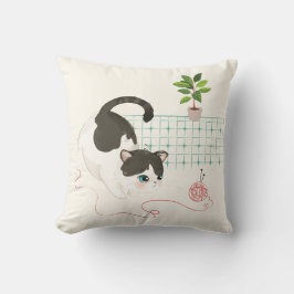 Tag der Katze - Roter Garn Kissen