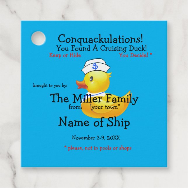 Tag der Kreuzfahrt Geschenkanhänger (Vorderseite)