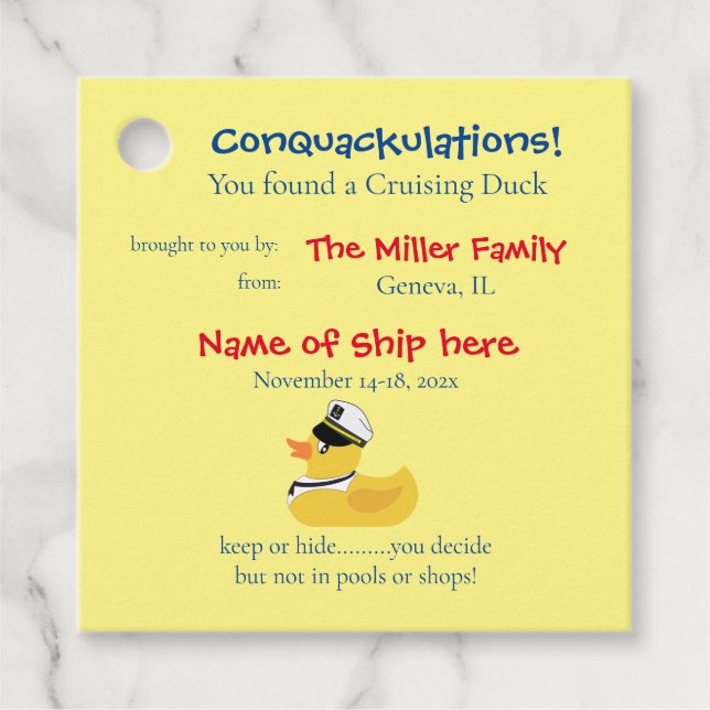 Tag der Kreuzfahrt Geschenkanhänger (Vorderseite)