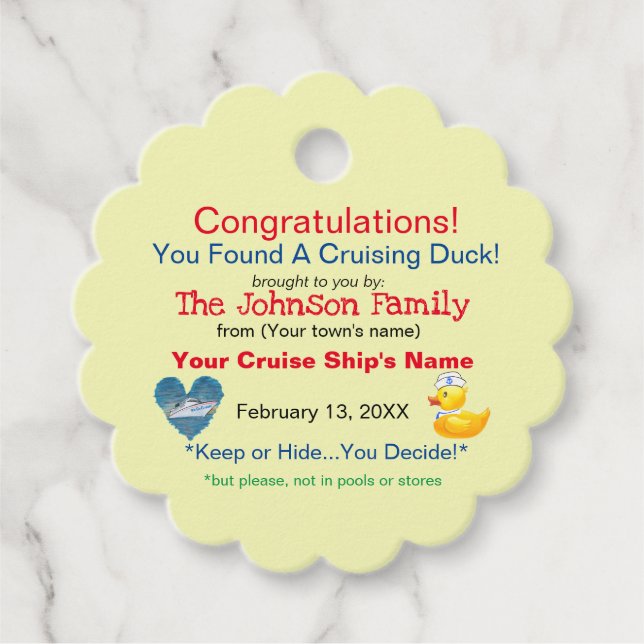 Tag der Kreuzfahrt Geschenkanhänger (Vorderseite)