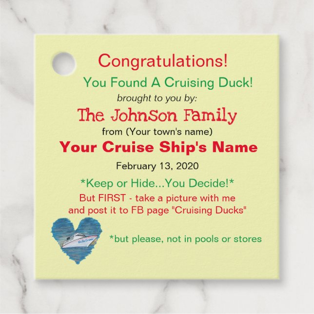 Tag der Kreuzfahrt Geschenkanhänger (Vorderseite)