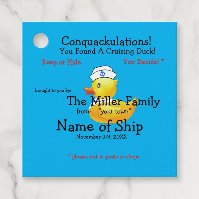 Tag der Kreuzfahrt Geschenkanhänger (Vorderseite)