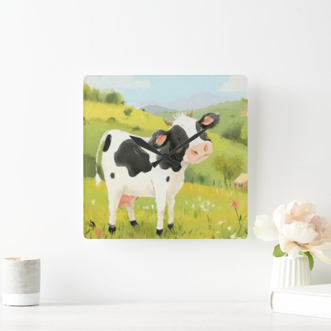 Tag der Kühe Quadratische Wanduhr (Zuhause)