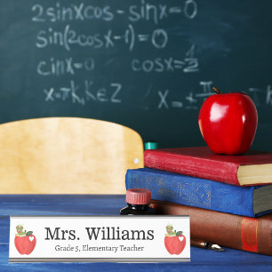 Tag der Lehrerbewertung, Niedlicher roter Apple, k Schreibtischnamensplakette