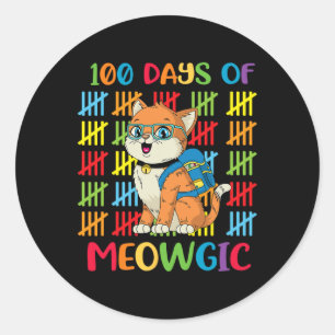 Tag der Meowgic Cat School Boys Kinder Geschenk Runder Aufkleber