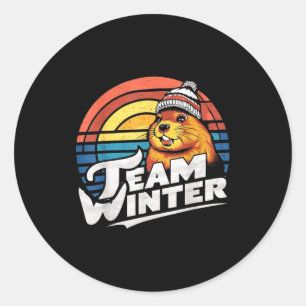 Tag der Murmeltier-Mannschaft Winter V2 Runder Aufkleber
