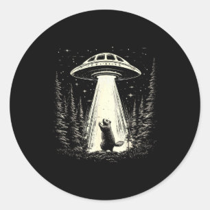 Tag der Murmeltier UFO Retro-Grafik Vintage-Alien- Runder Aufkleber