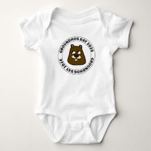 Tag der Murmeltiere 2026 mit Murmeltiergesicht Baby Strampler