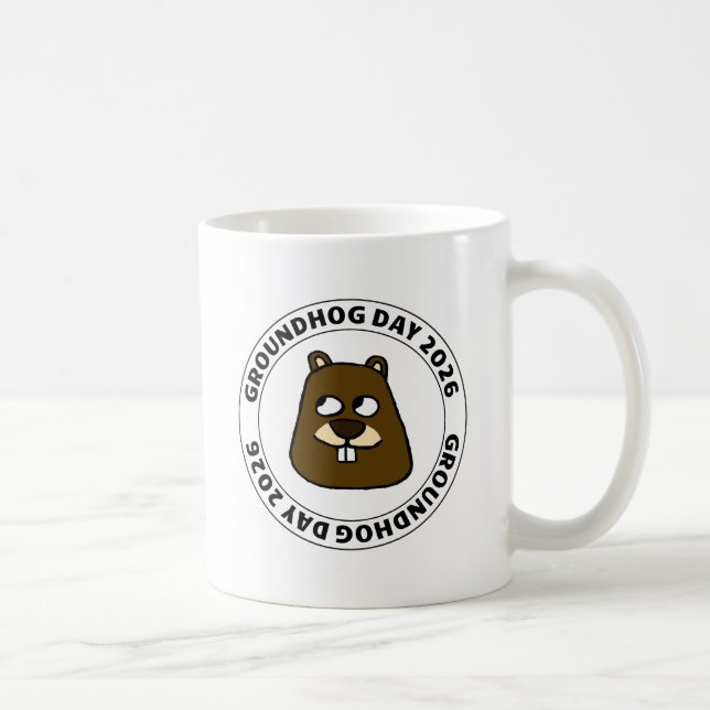 Tag der Murmeltiere 2026 mit Murmeltiergesicht Kaffeetasse (Rechts)