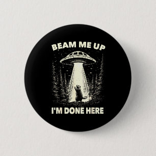 Tag der Murmeltiere Ufo Retro-Grafik Vintage-Alien Button