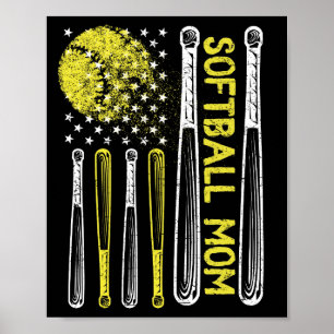 Tag der Mutter der Vintagen Softball-Mama der amer Poster