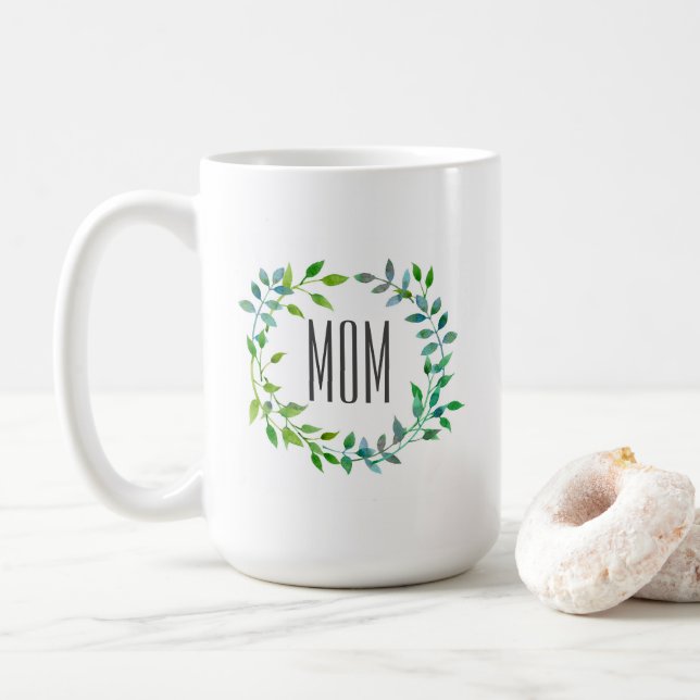 Tag der Mutter des Aquarell-der grüne Tasse (Mit Donut)