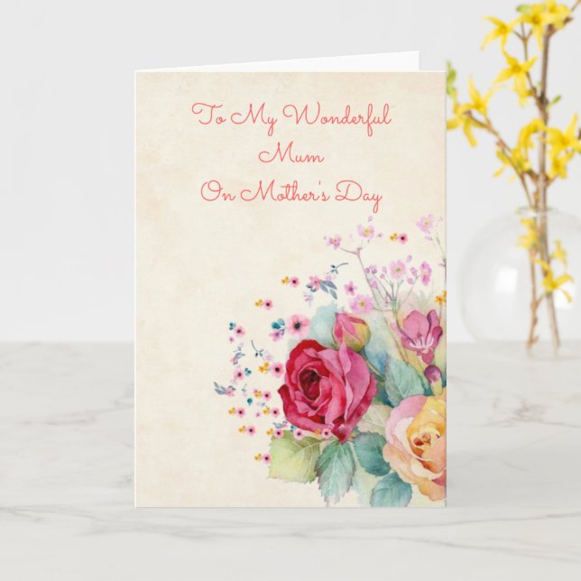 Tag der Mutter mit Wasserfarbe Karte (Gelbe Blume)