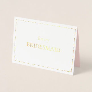 Tag der Notiz für eine Bridesmaid Folienkarte