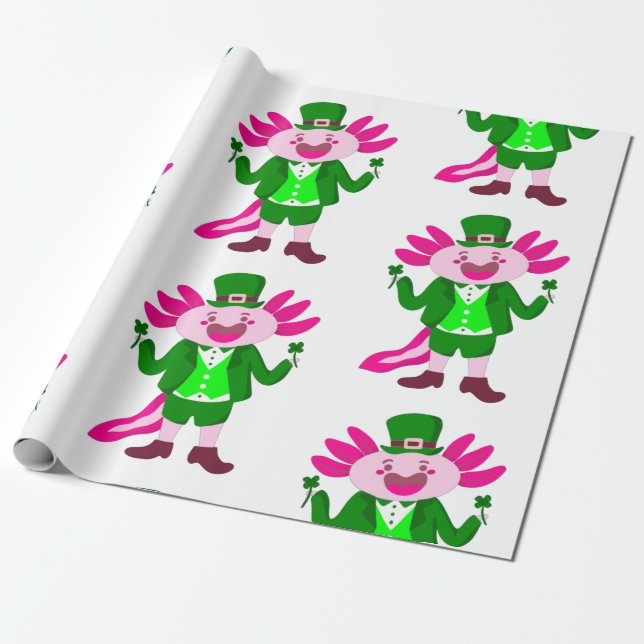 Tag der Patricks Axolotl leprechaun Geschenkpapier (Ungerollt)