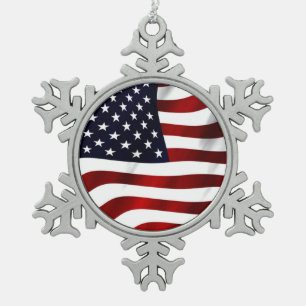 Tag der patriotischen Unabhängigkeit der amerikani Schneeflocken Zinn-Ornament