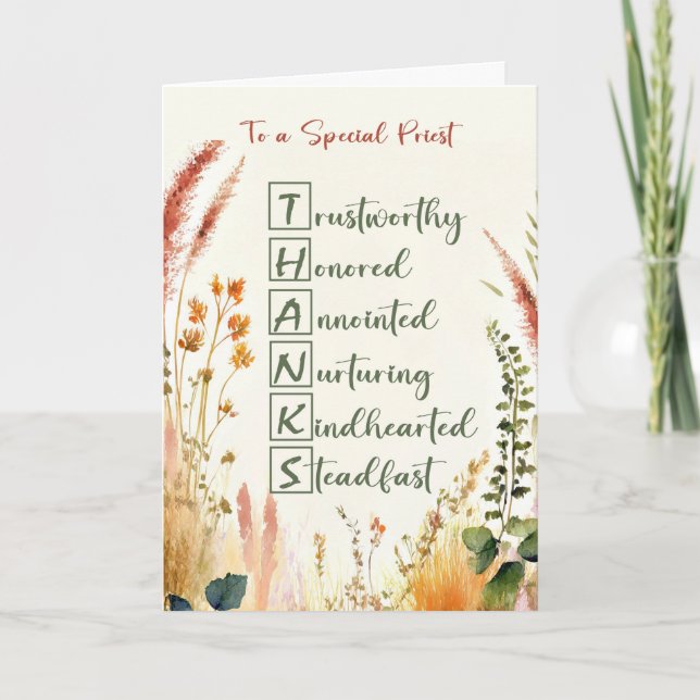 Tag der Priesteraufwertung dank Akrostik Karte (Vorderseite)