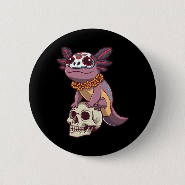 Tag der Regierungsbehörde Axolotl Zucker-Schädel Button (Vorderseite)