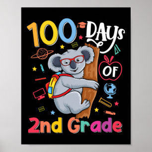Tag der Schule 2. Klasse Kinder Koala 100 Tage sch Poster