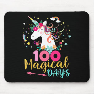 Tag der Schule Einhorn Mädchen 100 magische Tage L Mousepad