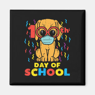 Tag der Schule Hund in Maske 100 Tage Quarantäne G Magnet