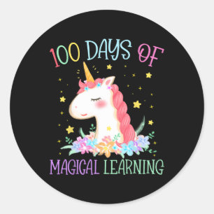 Tag der Schule Unicorn 100 Tage Magisches Lernen G Runder Aufkleber