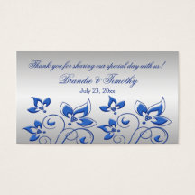 Tag der Silver- und Royal Blue Floral-Gastgeschenk