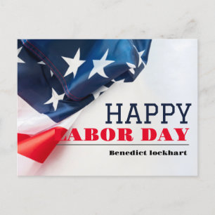 Tag der Solidarność-Arbeit mit US-Flagge Feiertagspostkarte