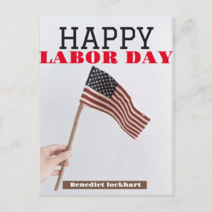 Tag der Solidarność-Arbeit mit US-Flagge Postkarte