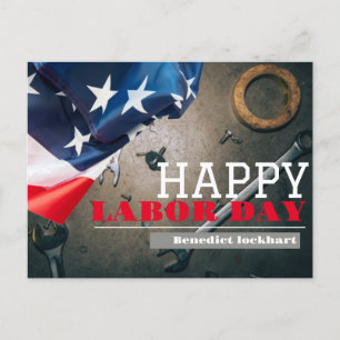 Tag der Solidarność-Arbeit mit US-Flagge Postkarte