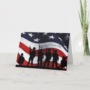 Tag der Streitkräfte mit Flaggenkarte Dankeskarte